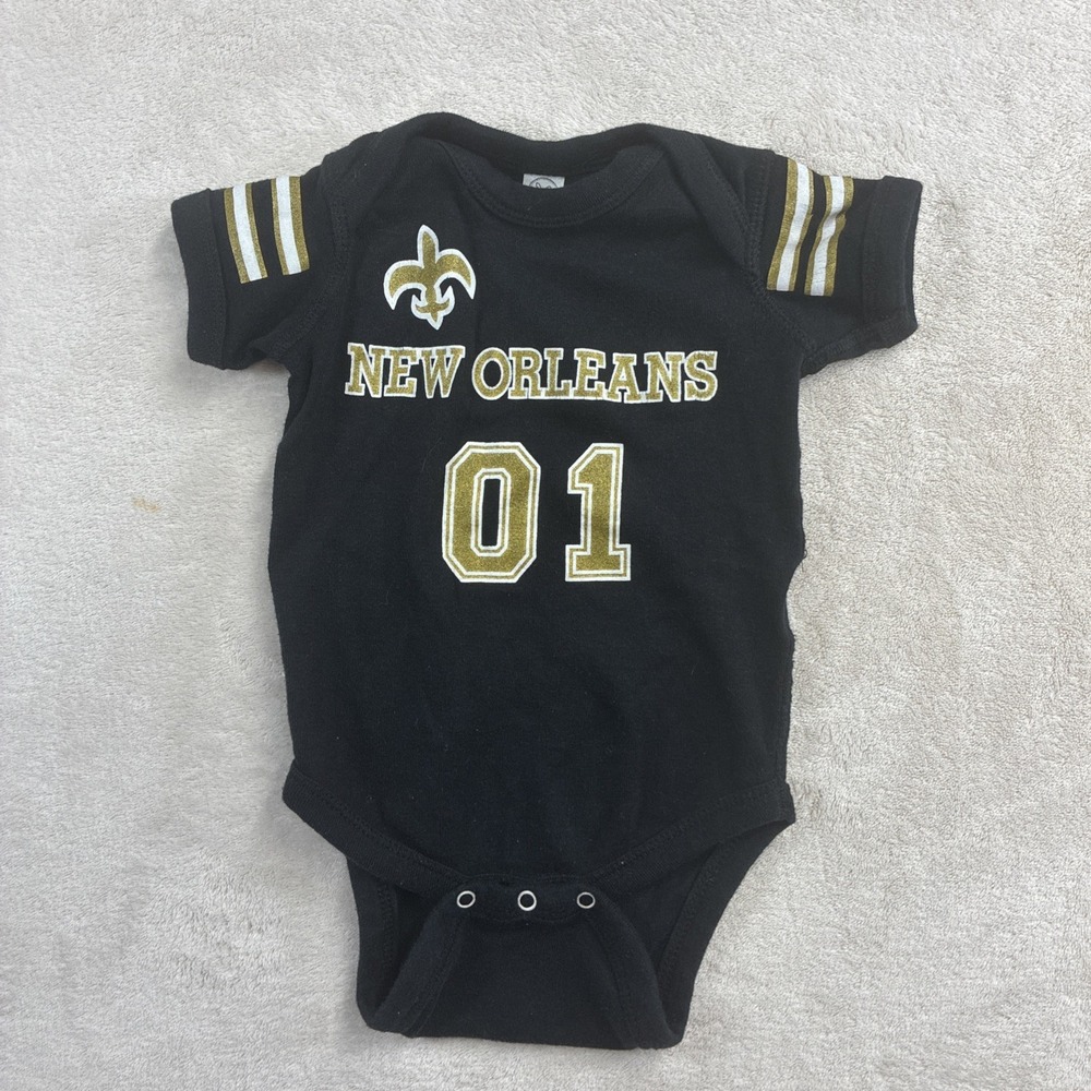New Orleans Saints Rabbit Skins Appeal 6 Month Body Suit Denim Monogrammed Back